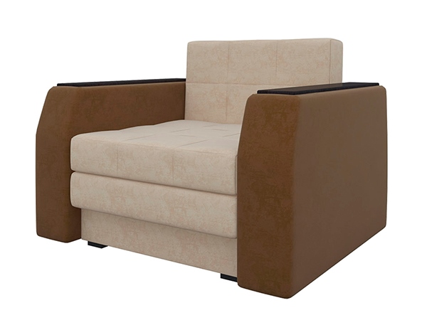 Кресло-кровать Атлант микровельвет коричнево-бежевый