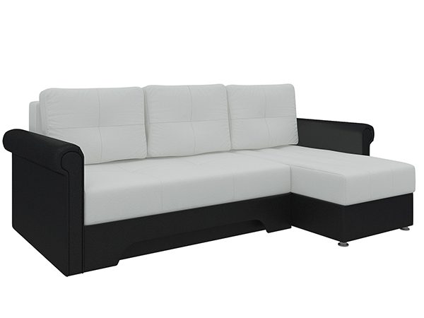 Угловой диван «Гранд-К» Черный+Белый