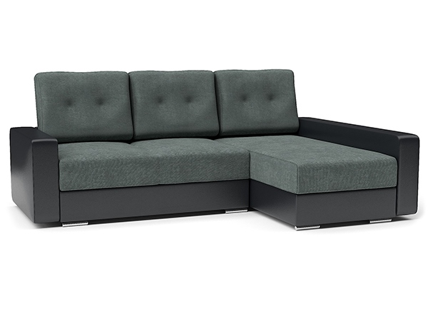 Угловой диван «Амстердам Стиль-2» серый с черным