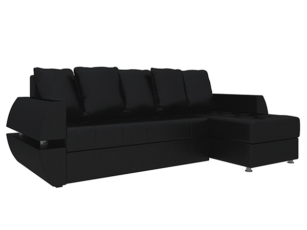 Угловой диван «Атлант У/Т» экокожа черный