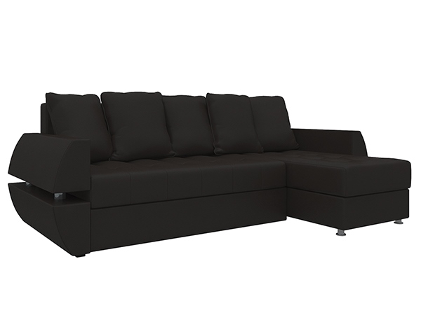 Угловой диван «Атлант У/Т» экокожа коричневый