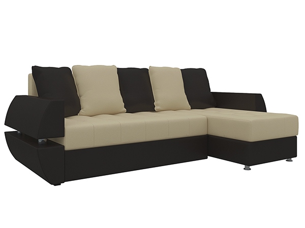 Угловой диван «Атлант У/Т» экокожа коричневый с беж