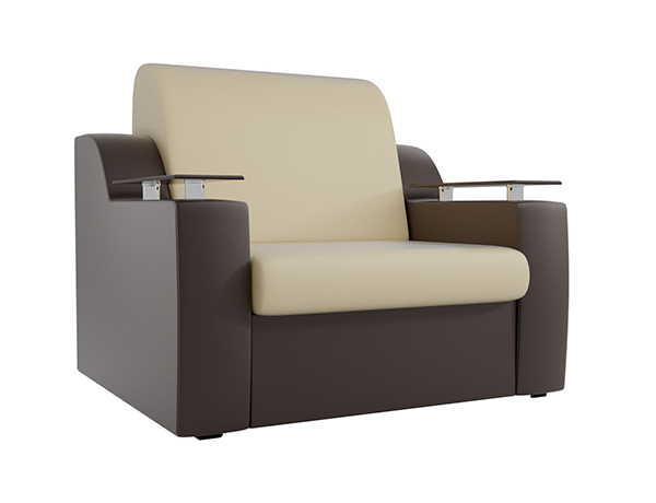 Кресло-кровать «Сенатор» эко кожа бежевый коричневый