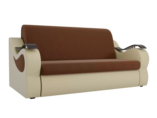 Прямой диван «Меркурий» коричневая рогожка с экокожей