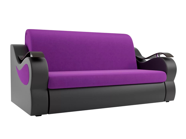 Прямой диван «Меркурий» велюр фиолетовый с экокожей