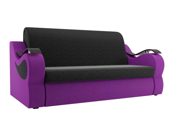 Прямой диван «Меркурий» велюр черный с фиолетовым