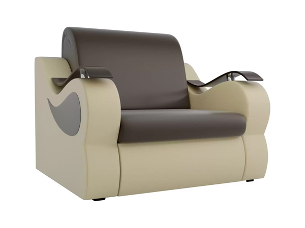 Кресло-кровать «Меркурий» экокожа коричневая с беж