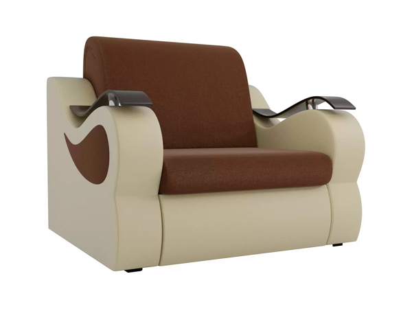 Кресло-кровать «Меркурий» коричневая рогожка с экокожей