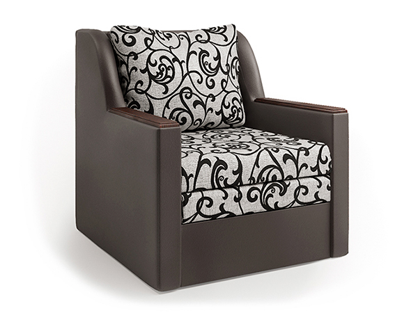 Кресло-кровать «Соло» экокожа шоколад и узоры
