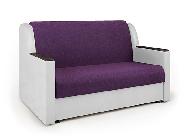 Диван-кровать «Аккорд Д» фиолетовая рогожка и экокожа белая