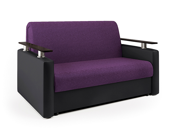 Диван-кровать «Шарм» фиолетовая рогожка и черная экокожа