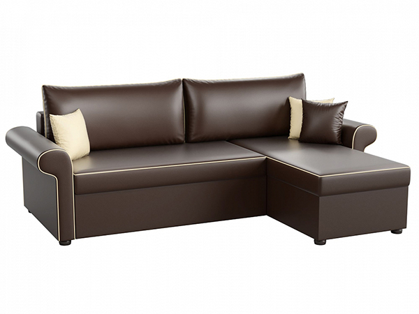 Угловой диван «Милфорд» экокожа коричневая
