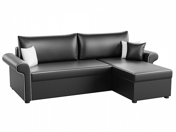 Угловой диван «Милфорд» экокожа черная