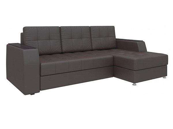 Угловой диван «Эмир Б/С» экокожа коричневая