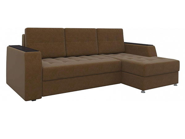 Угловой диван «Эмир Б/С» велюр коричневый