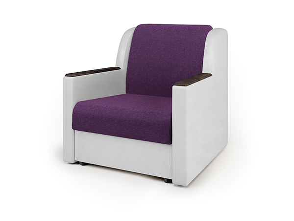Кресло-кровать «Аккорд Д» фиолетовая рогожка и экокожа белая