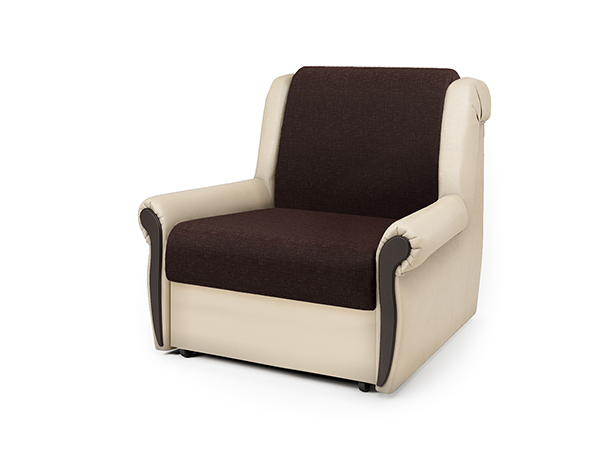 Кресло-кровать «Аккорд М» рогожка шоколад и экокожа беж