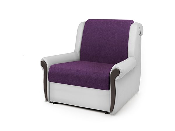 Кресло-кровать «Аккорд М» фиолетовая рогожка и экокожа белая