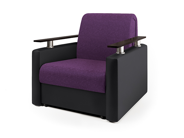Кресло-кровать «Шарм» фиолетовая рогожка и черная экокожа