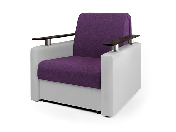 Кресло-кровать «Шарм» фиолетовая рогожка и экокожа белая