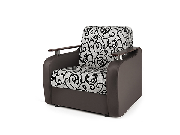 Кресло-кровать «Гранд Д» экокожа шоколад и узоры